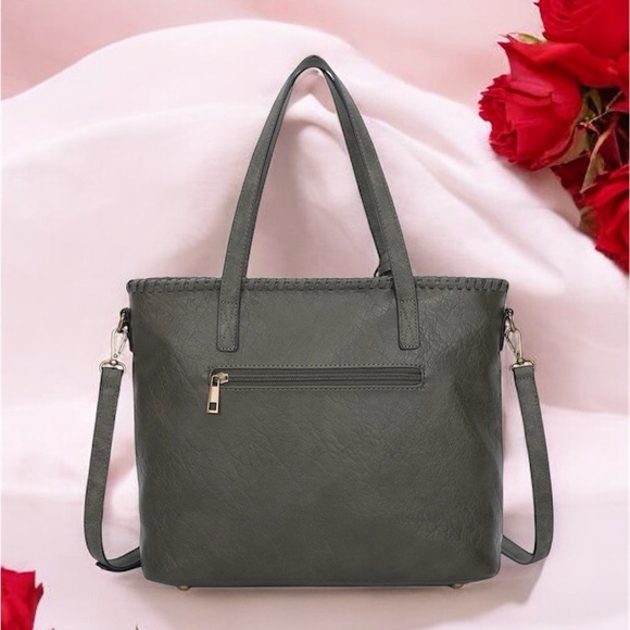 Boho Carrie Black Shoulder bag with studs Women's Tote Bag with Pouch - Picture 2 of 7